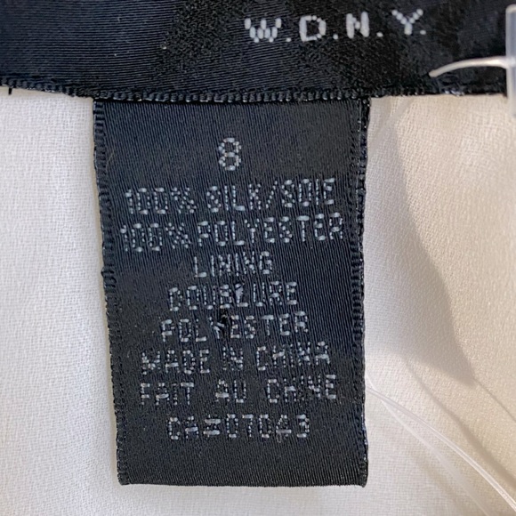 W.D.N.Y Cream Silk Deep V Neck Ruched Bodice Long Sleeve Blouse 8 NWT - Picture 4 of 16